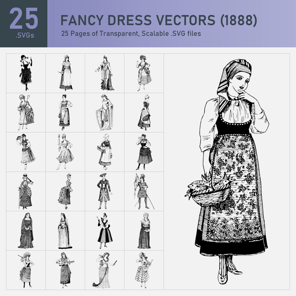 image of fancy dress vectors collection 25 svgs vector art