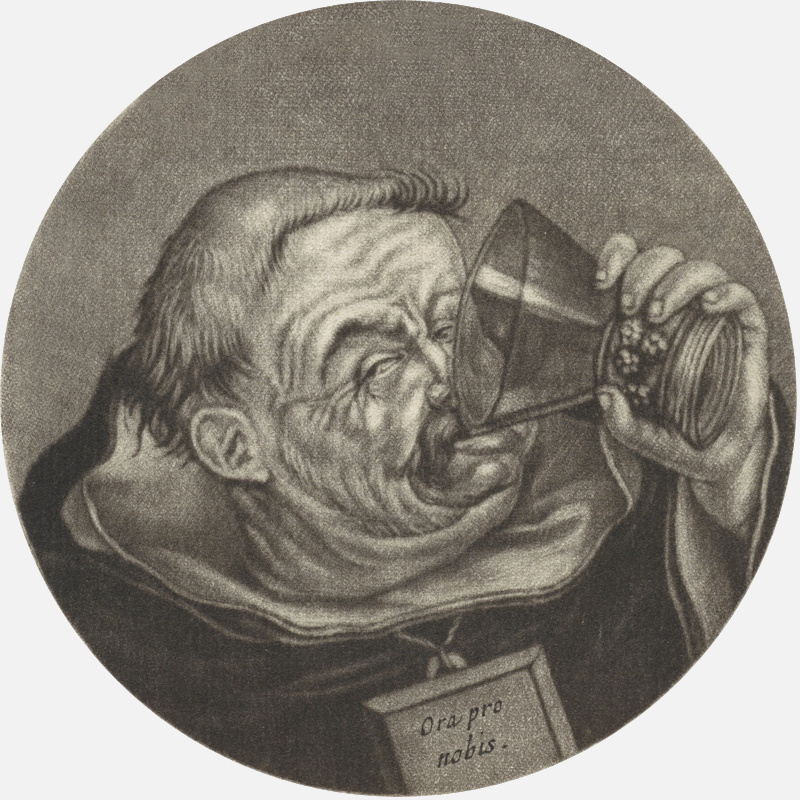 image of dominican order monk drinking by jacob gole 1693-1700 drunk monks