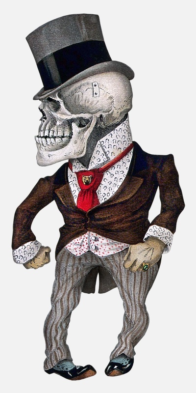image of gentleman gritting his teeth published 1900 skeleton sketches