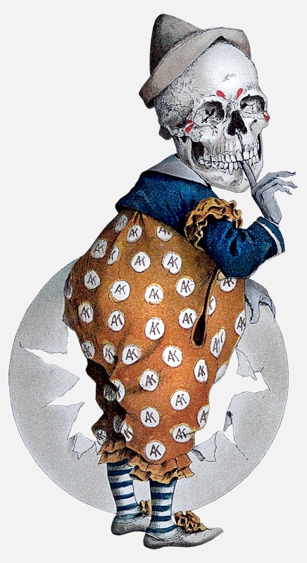 image of clown published 1900 skeleton sketches