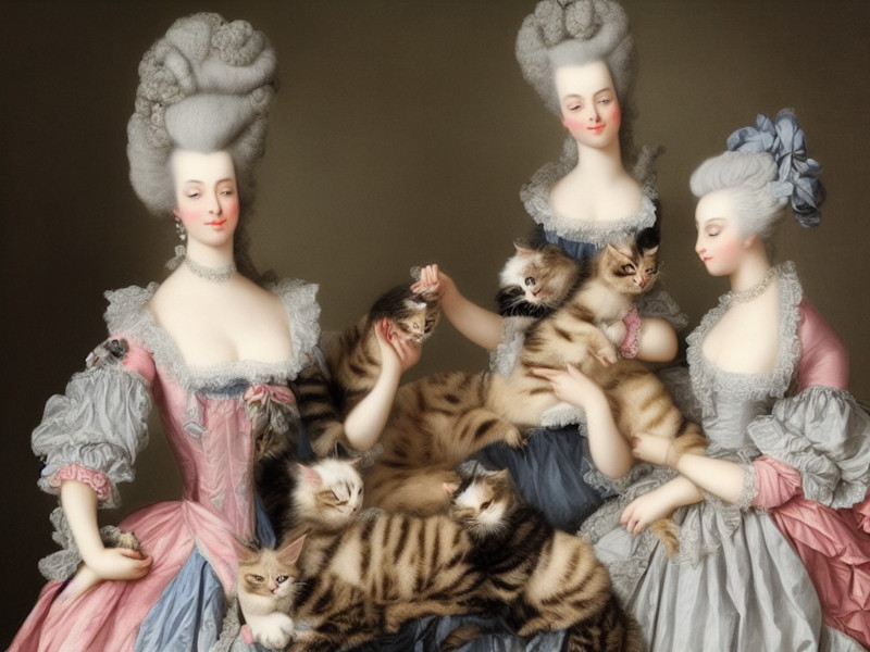 AI Art Marie Antoinette Style Women Holding Cats Variation 2 2022 