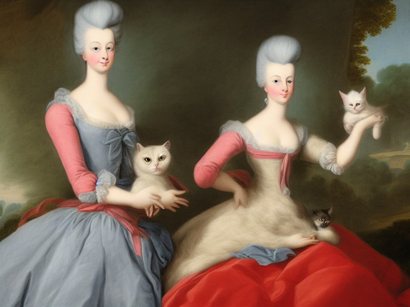 AI Art Low Brow Style Portrait Of Marie Antoinette Holding A Cat Variation 2 2022