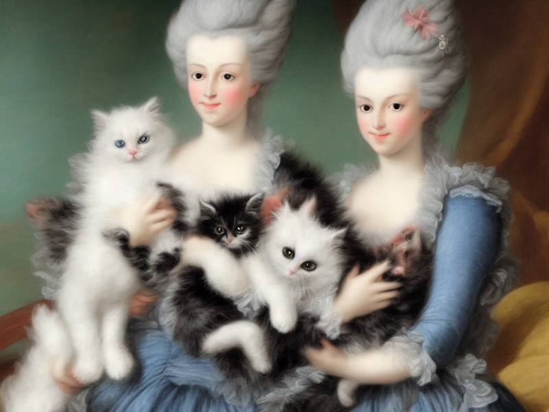 AI Art Marie Antoinette Holding the Fluffiest Kitten 2022