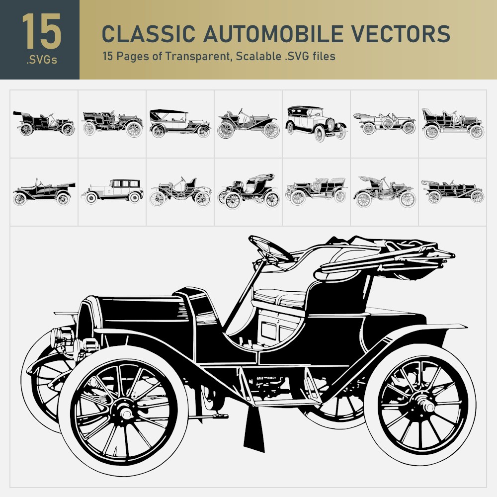 image of classic automobile vectors collection 15 svgs vector art