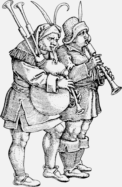 a vector image of two musicians playing instruments vector by hans sebald beham 1537 the bard's instruments