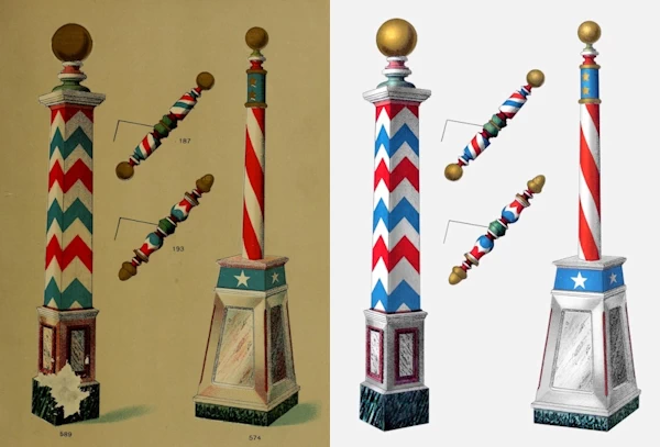 Two Images of Barber Shop Poles