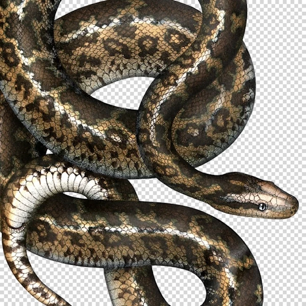 A Detail of a Snake on a Transparent Background