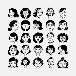 1930s Women's Heads Vector