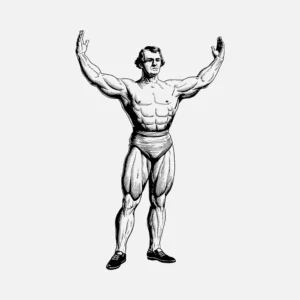 Bodybuilder With Raised Arms Vector