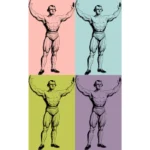 Bodybuilder With Raised Arms Vector