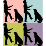 Child and Dog Silhouette Vector