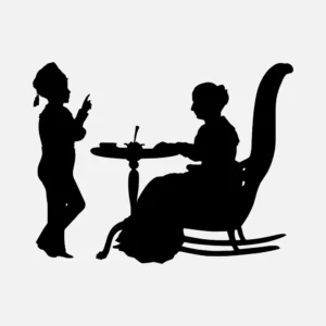 Child and Woman in Rocking Chair Silhouette Vector