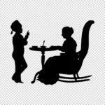 Child and Woman in Rocking Chair Silhouette Vector