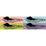 Dog Swimming Silhouette Vector