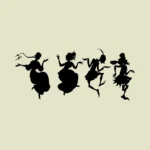 Four Dancing Figures Silhouettes Vector