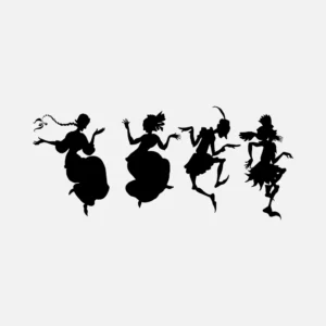 Four Dancing Figures Silhouettes Vector
