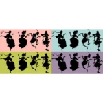 Four Dancing Figures Silhouettes Vector