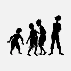 Four Street Children Silhouettes Vector