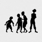 Four Street Children Silhouettes Vector