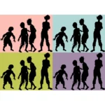 Four Street Children Silhouettes Vector