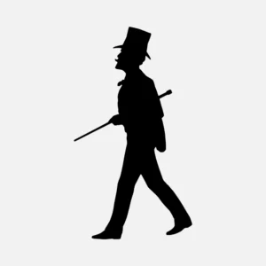 Gentleman Walking with a Cane Silhouette Vector