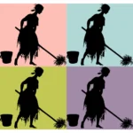 Girl Cleaning Vector