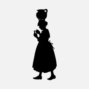 Girl Walking with Jug Silhouette Vector
