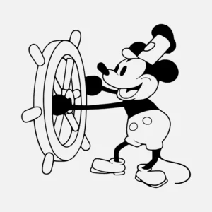 Happy Steering Steamboat Willie Mouse Vector