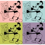 Happy Steering Steamboat Willie Mouse Vector