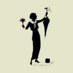 Lady Holding Umbrella Silhouette Vector