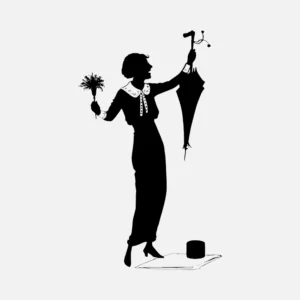 Lady Holding Umbrella Silhouette Vector