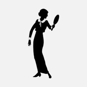 Lady with Mirror Silhouette Vector