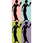 Lady with Mirror Silhouette Vector