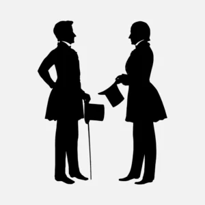 Two Men Holding Hats Silhouettes Vector