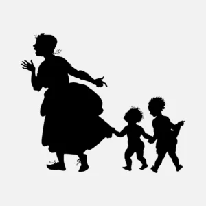 Woman with Two Children Vector