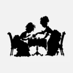 2 Women at Tea Silhouette Vector