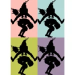 Children Leapfrogging Silhouette Vector