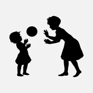 Children Playing with a Ball Silhouette Vector