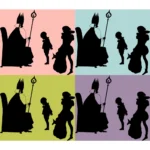 King and Child Silhouettes Vector