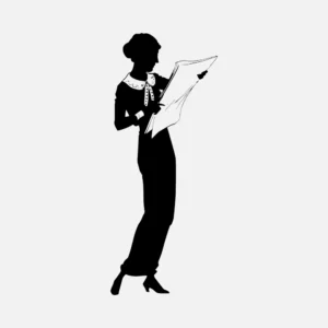 Lady with Newspaper Silhouette
