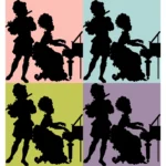 Man and Woman Playing Music Silhouettes Vector