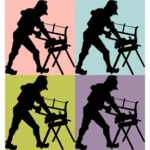 Man Sawing Wood Silhouette Vector