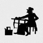 Man Sharpening Saw Silhouette Vector