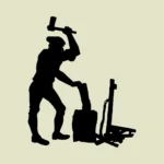 Man Splitting Wood Silhouette Vector