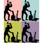 Man Splitting Wood Silhouette Vector