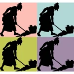 Mopping Silhouette Vector