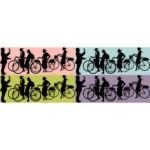 Policeman and Bike Riders Silhouettes Vector