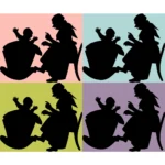 Rocking Baby Silhouettes Vector