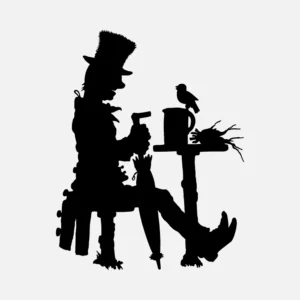 Seated Man with Bird Silhouette Vector