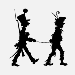 Soldier and Prisoner Silhouette Vector